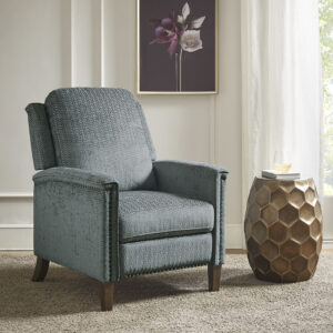 Update your living room with the comfort and style of the Madison Park Salina Push Back Recliner. This upholstered recliner features a high back with rounded arms