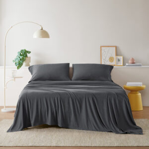 The all season jersey knit cotton blend sheet set is as comfortable as sleeping on your favorite tee. Unlike woven sheet set