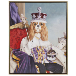 Bring a touch of grandeur to your home with the "Royal Dog Portrait" wall art by Madison Park. At 16.5"W x 20.5"H. this Renaissance style masterpiece canvas by Carol Lew captures a Cavalier Spaniel in all its regal splendor