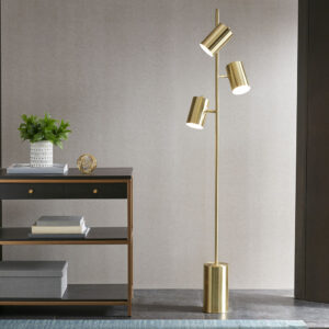 The Ink+Ivy Alta 3-Light Metal Floor Lamp provides a unique and stylish addition to your space. This metal pendant features a gold finish creating a striking look. This floor lamp adds an eye-catching look to your decor. Three Type A lightbulbs is needed(not included). Comes with a 2-year warranty.