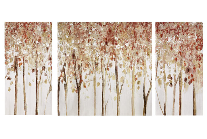 Create a serene atmosphere in your home with the Madison Park Autumn Forest Triptych 3-piece Textured Canvas Wall Art Set. A forest scene is displayed across each canvas of this 3 piece set for a calm transitional look. Palette knife embellishments made by hand add texture and dimension to the canvases