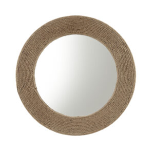 Add a relaxed touch of style to any room with our Madison Park Cove Natural Jute Rope Round Wall Mirror 26". This round mirror showcases a layered natural jute rope construction that circles seamlessly around a mirrored center