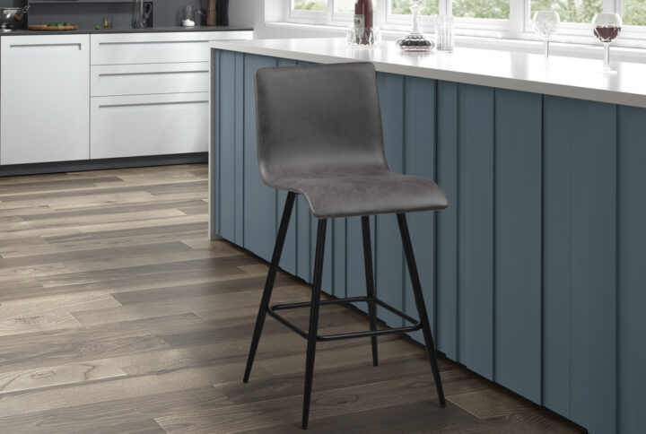 Revitalize your dining decor with the sleek contemporary style of the INK+IVY Adams Faux Leather Swivel Counter Stool. Upholstered in a faux leather grey fabric