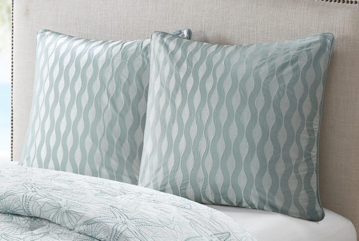 Bring the ocean into your home with the Harbor House Maya Bay Collection. This 100% cotton Euro sham is embroidered for added dimension and features a dark seafoam blue to tie into the main Maya Bay bedding collection. Dry clean only