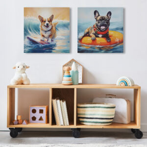 this canvas print brings a playful touch to any room. Hang one or multiple of other Beach Dog canvas for your living room