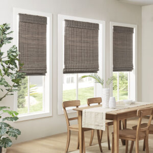 The Madison Park Eastfield Bamboo Light Filtering Roman Shade offers a natural and eco-friendly update to your home. This roman shade is made from a 100% bamboo woven material with unique variations in the color