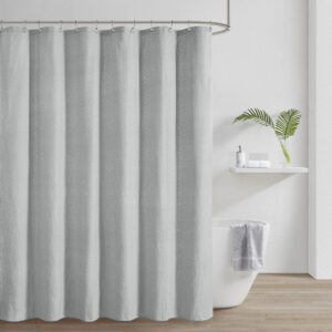 A beautiful shower curtain with fine woven details that will make any bath feel like a spa. Its bumpy texture is created by a matelassé woven technique that originated from Matelassé