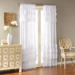 Vintage chic meets southern charm with the Madison Park Anna Window Curtain. This window panel features oversized ruffles in a crisp white that adds charm and sophistication to your home décor. Made from 100% cotton voile