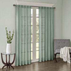 Add a fresh contemporary style to your home with Madison Park’s Harper Solid Crushed Window Panel Pair. Made from a lightweight aqua sheer fabric