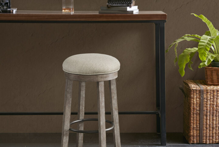 Give your space a more natural appeal with the INK+IVY Oaktown Backless Bar Stool. A comfortable