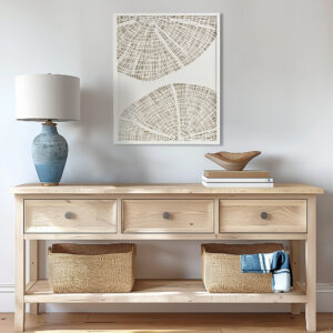 the Solana Framed Abstract Coastal Rice Paper Shadowbox Wall Decor is the perfect addition to any decor. The shadow box features an abstract coastal motif made out of handmade rice paper in an off-white tone