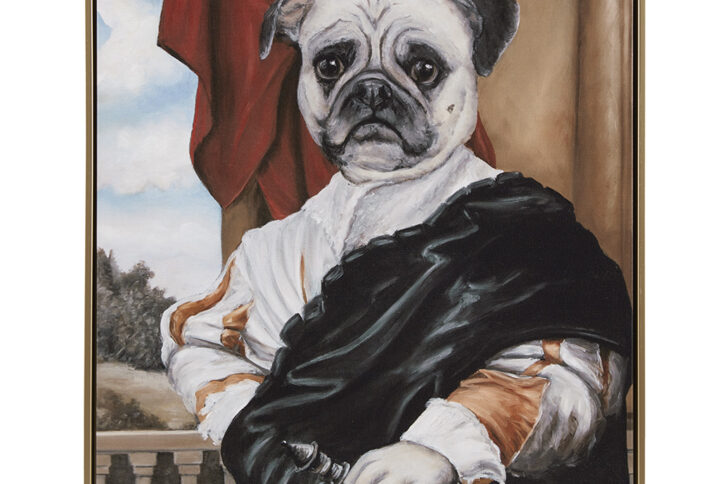 Illuminate your interiors with Carol Lew's Captain's Guard Pug canvas wall decor