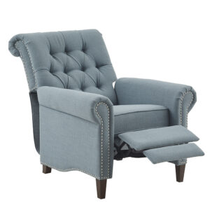 but beautiful silhouette. The tufted back and bronze nail head trim add an elegant touch to the design