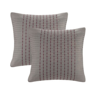 Create an oasis out of your space with the N Natori Cherry Blossom Bedding Collection. This elegant euro sham features a 200 thread count cotton sateen face with dark grey ground and pleating details. Red embroidery runs perpendicular to the pleating for a small pop of color for added dimension. Dry clean for best care