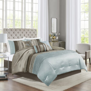 A modern twist to a classic color block bed. Amherst is made from a faux silk texture with pleating details to give it an update to a classic look.