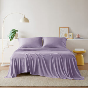 The all season jersey knit cotton blend sheet set is as comfortable as sleeping on your favorite tee. Unlike woven sheet set