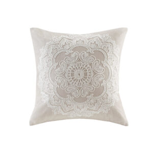 The Harbor House Suzanna Embroidered Cotton Square Pillow adds a beautiful traditional touch to your décor. A large and intricate medallion is beautifully displayed in chain stitch embroidery on a rich taupe ground. Made from cotton faux linen