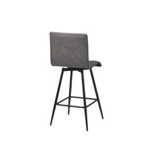 this counter stool features a slender matte black base for a chic modern look. The swivel style base allows the counter stool to fully rotate 360 degrees. Flaunting its sharp design