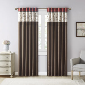 Add simple elegance to any room with the Madison Park Serene Embroidered Window Panel. This window curtain features delicate floral embroidery in rich red and natural hues