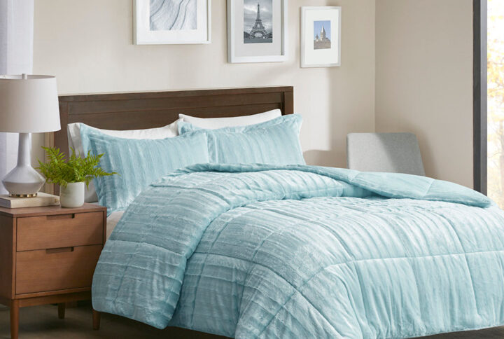 Add glamor and style to your home with the Madison Park Duke faux fur comforter set. Made from a super soft faux fur