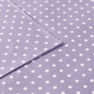 this cotton sheet set showcases a polka dot print for a fun and casual look. These sheets are also OEKO-TEX certified