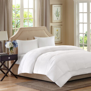 the 2 layers consist of 1 regular-sized comforter and 1 smaller layer that can be removed and reattached for added warmth and loftiness. The fabric has been treated with anti-microbial treatment for health and wellness – kills and prevents bacteria buildup