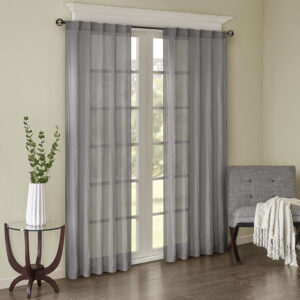 Add a fresh contemporary style to your home with Madison Park’s Harper Solid Crushed Window Panel Pair. Made from a lightweight grey sheer fabric