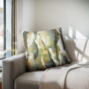 Add a touch of interest to your living space with the Chapel Hill square Printed woven Throw Pillow. Its chic grey and gold multi colorway in an intricate watercolor pattern effortlessly complements any decor