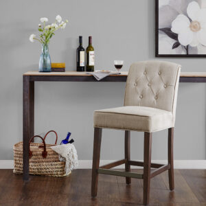 Add a touch of class to your dining decor with the sophisticated Madison Park Marian 26” Tufted Counter Stool. This counter stool uses high-density foam for max comfort that is upholstered in a tan fabric