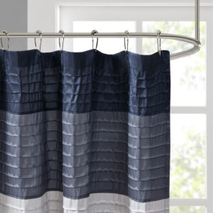 yet beautifully classic shower curtain. The faux silk dupioni fabric has a natural light sheen and drapes beautifully