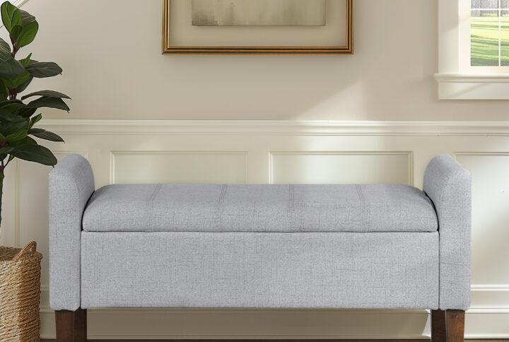 Elevate your space with our transitional storage ottoman bench. The clean lines