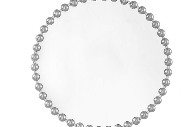 Elevate your home decor with the Madison Park Signature Marlowe Round Silver Wall Mirror. This large 36" decorative mirror features a vintage-inspired beaded frame with a hand-applied antique silver finish