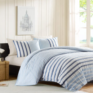 The Sutton Duvet Cover Set shows off subtle stripes in dark