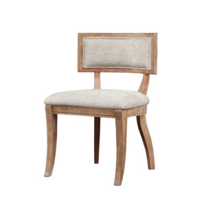 Classic design curved back dining chair in wire brushed birch finish with white ceruse gives the Marie dining chair the feel of a French antique. Solid hardwood and the unique fabric blend will bring visual appeal to your dining room. Assembly required.