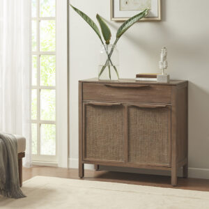 Add a touch of coastal charm to your home with the Madison Park Palisades 2 Door Woven Accent Chest. This accent cabinet has a solid wood frame with a reclaimed finish and features cane webbing on the front door panels