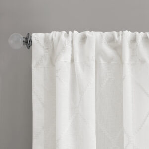 Madison Park’s Irina Diamond Sheer Window Curtain provides an alluring update to your home. An elegant diamond pattern is beautifully embroidered on a soft sheer fabric