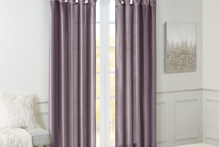 this elegant window curtain features a DIY twist tab top finish that creates rich