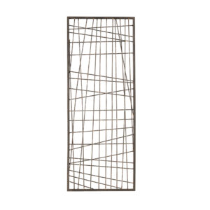 Decorate your space with the INK+IVY Distressed Black Metal Wall Decor. Metal wires are strewn horizontally and vertically throughout the metal frame