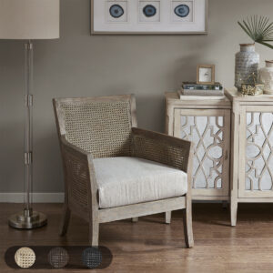 Relax in the comfort and simple style of the Madison Park Diedra Cane Armchair. The unique cane back and sides display a reclaimed natural wood finish