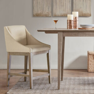 The Madison Park Simon Counter Stool provides a pure and simple update to your dining decor. Crafted with graceful sloped arms