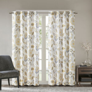 Beautifully frame your window with the stylish and functional SunSmart Camille Printed Room Darkening Curtain. A floral design in deep yellow