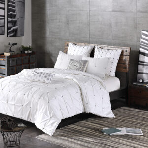 The Jane 26x26" white euro sham features grey elastic embroidery details for a tufted look on 200 thread count cotton. This sham provides the finishing touches on your bedding in hidden zipper closure. This sham coordinates with the INK+IVY Bedding Collection.  Need to purchase 26x26 insert to complete the look.