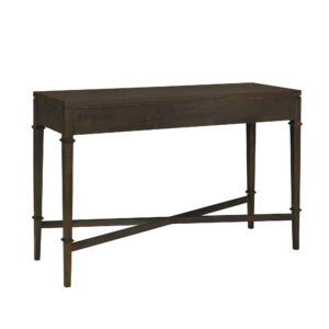 adding chic texture to its design. Smoky brown accent table