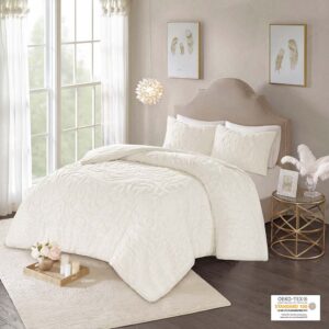 The Madison Park Laetitia Tufted Cotton Chenille Medallion Comforter Set provides an alluring shabby chic update to your bedroom. This globally inspired comforter features a 100% cotton face and reverse with a tufted chenille medallion centered on top of the bed. The 2 matching shams (1 in Twin/Twin XL) coordinate with the cotton comforter to complete the boho look. Perfect for all season use