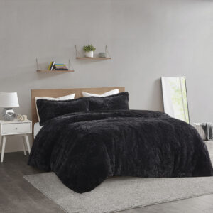 The Intelligent Design Malea Shaggy Fur Duvet Cover Set brings a soft contemporary update to your bedroom. The duvet cover and shams (1 in Twin/TwinXL) features stylish shaggy faux fur that creates a soft fluffy texture. The solid plush reverse adds a soft and warm touch. A zipper closure secures a padded insert within the duvet cover and inside corner ties prevent it from shifting (insert is NOT included).