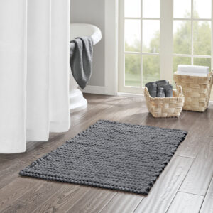 The Madison Park Lasso 100% Cotton Chenille Chain Stitch Rug provides a soft textural update to your bathroom decor. This cotton chenille bath rug features a woven chain stitch design that creates dimension and texture