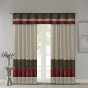 Madison Park Amherst Polyoni Pintuck Window Curtain is a simple way to add style to your room. This window panel features a modern striped design in rich hues of red