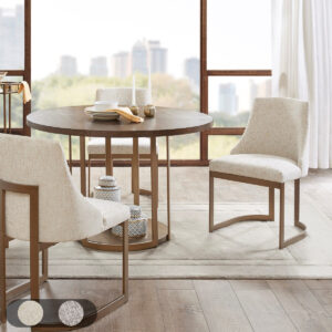 The Madison Park Bryce Dining Chair 2 Piece Set offers a chic modern update to your dining room décor. Upholstered in a rich cream fabric