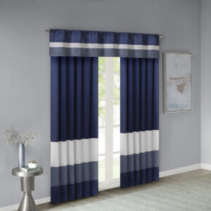 and slate combined with pintuck detailing for beautiful texture and dimension. The added lining helps filter the perfect amount of light and creates fullness for better drapability. Simply hang using rod pocket or with back tabs for a tailored look. This window curtain fits up to a 1.25" diameter rod.