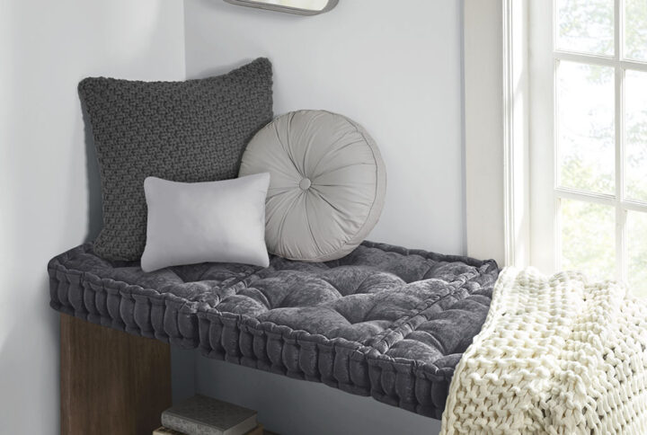 Create a cozy retreat anywhere in your home with our Intelligent Design Azza Chenille Square Floor Pillow Cushion. This floor pillow is featured in a deep charcoal color for the perfect modern flair